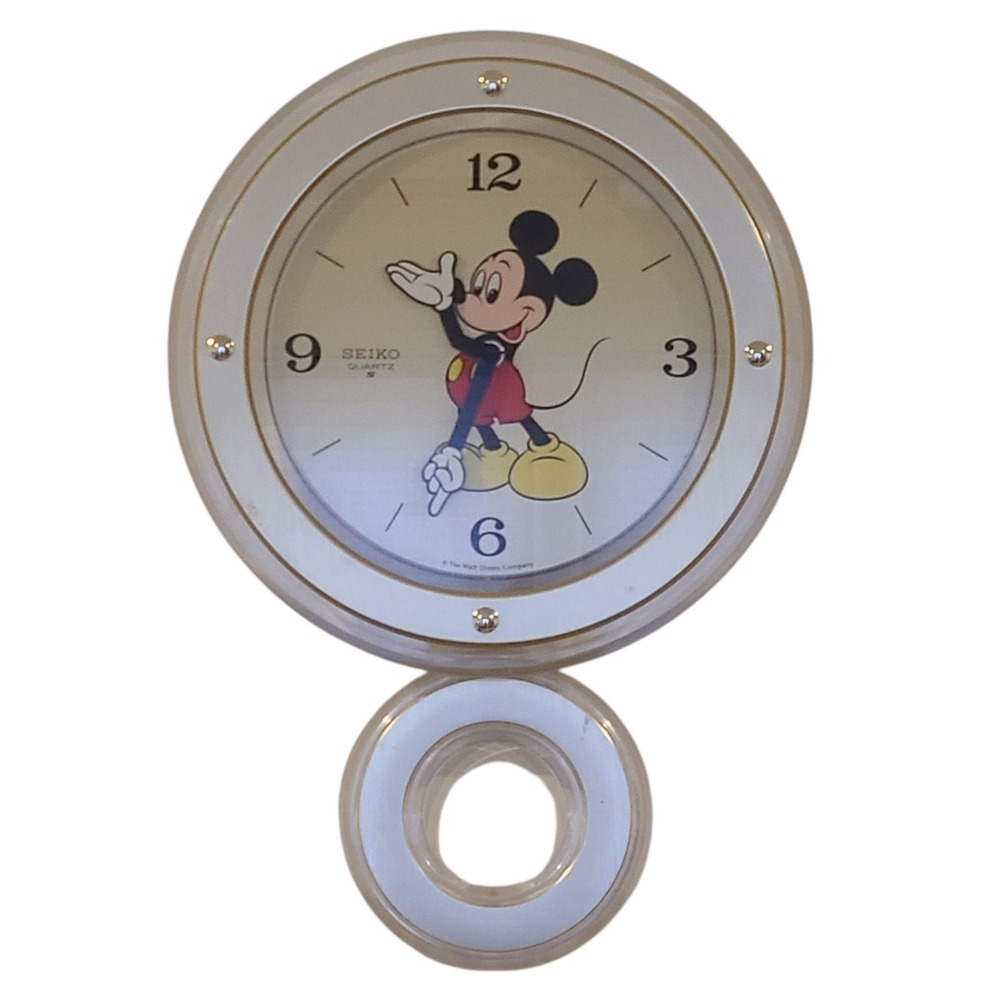 Vintage SEIKO Mickey Mouse Moving‎ Hands Clock Wall Hanging Pendulum Clock